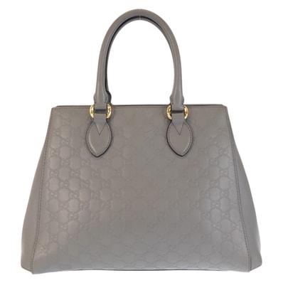 GUCCI グッチ グッチシマ グレー ゴールド金具 レザー トートバッグ ハンドバッグ 602524 【中古】