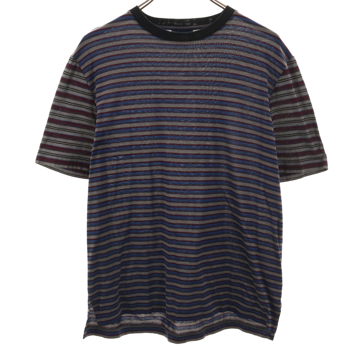 美品 LANVIN ランバン イタリア製 ボーダー柄 半袖 Tシャツ XS グレー
