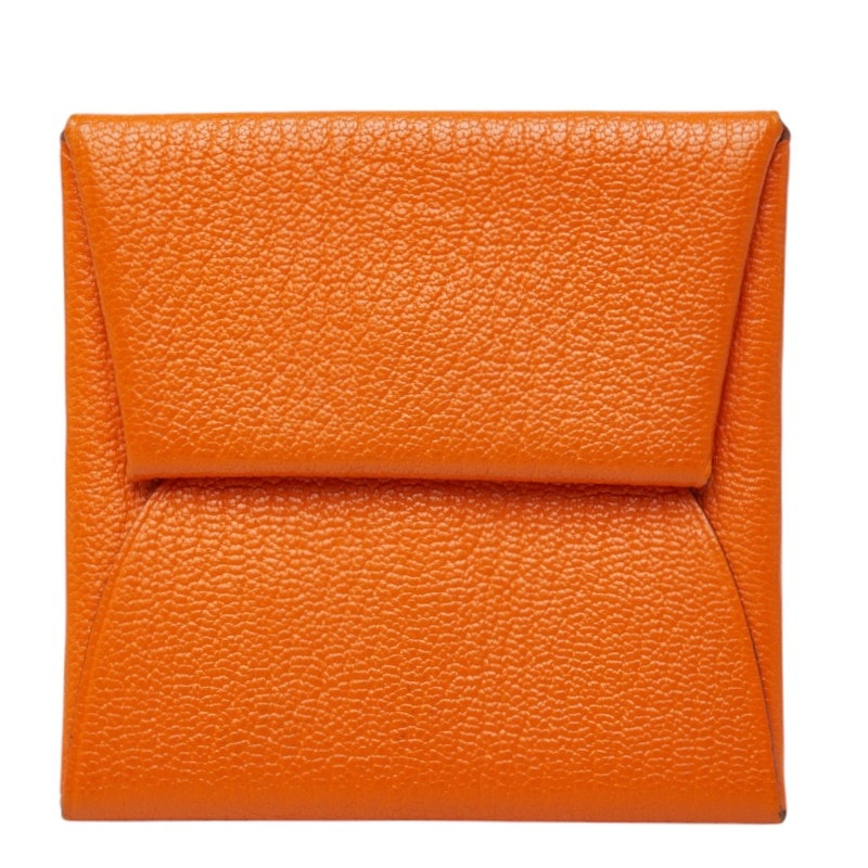 エルメス バスティア コインケース 小銭入れ □K刻印 オレンジ系 ヴォーエプソン レディース HERMES 中古