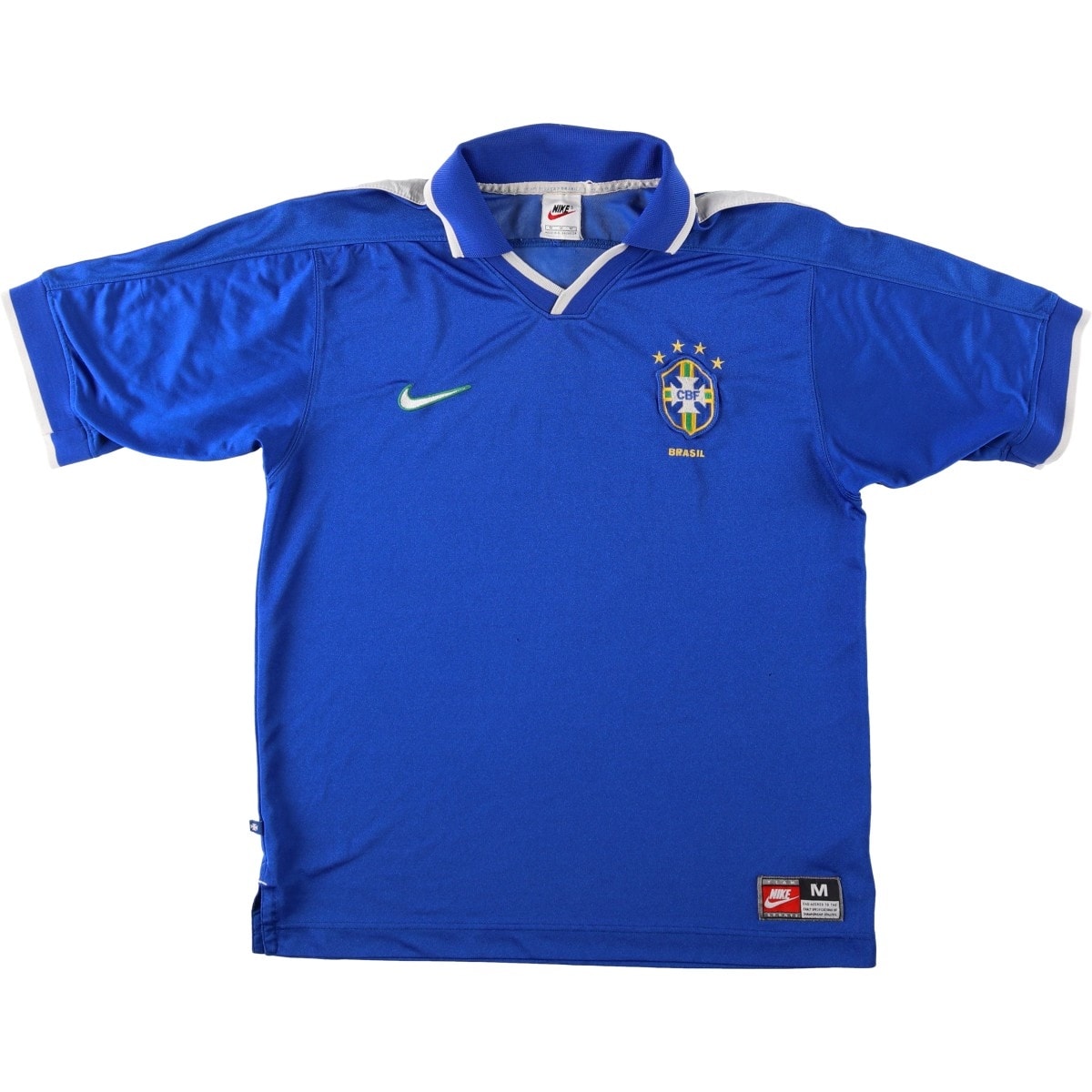 古着 90年代 ナイキ NIKE ブラジル代表 Vネック 襟付き サッカーユニフォーム ゲームシャツ メンズM相当 ヴィンテージ/eaa662691