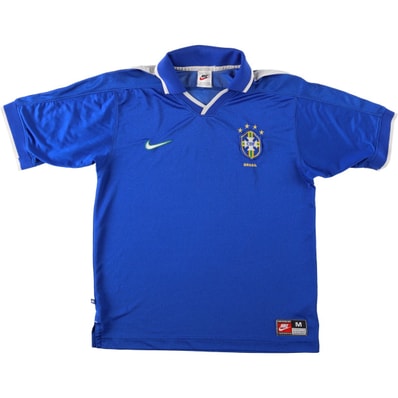 古着 90年代 ナイキ NIKE ブラジル代表 Vネック 襟付き サッカーユニフォーム ゲームシャツ メンズM相当 ヴィンテージ/eaa662691