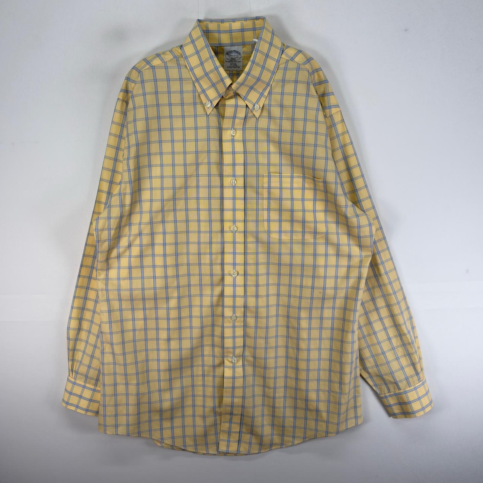 古着 ブルックスブラザーズ Brooks Brothers 長袖シャツ ボタンダウン 胸ポケ M  イエロー系 チェック メンズ