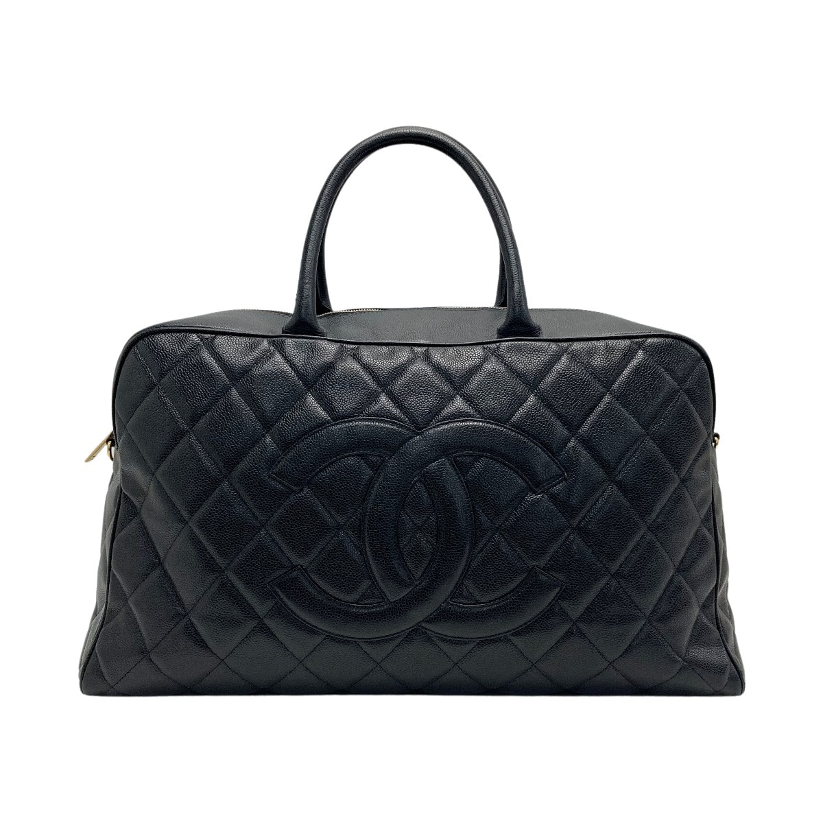 CHANEL シャネル マトラッセ ボストンバッグ ラージ ブラック キャビアスキン ココマーク ゴールド金具