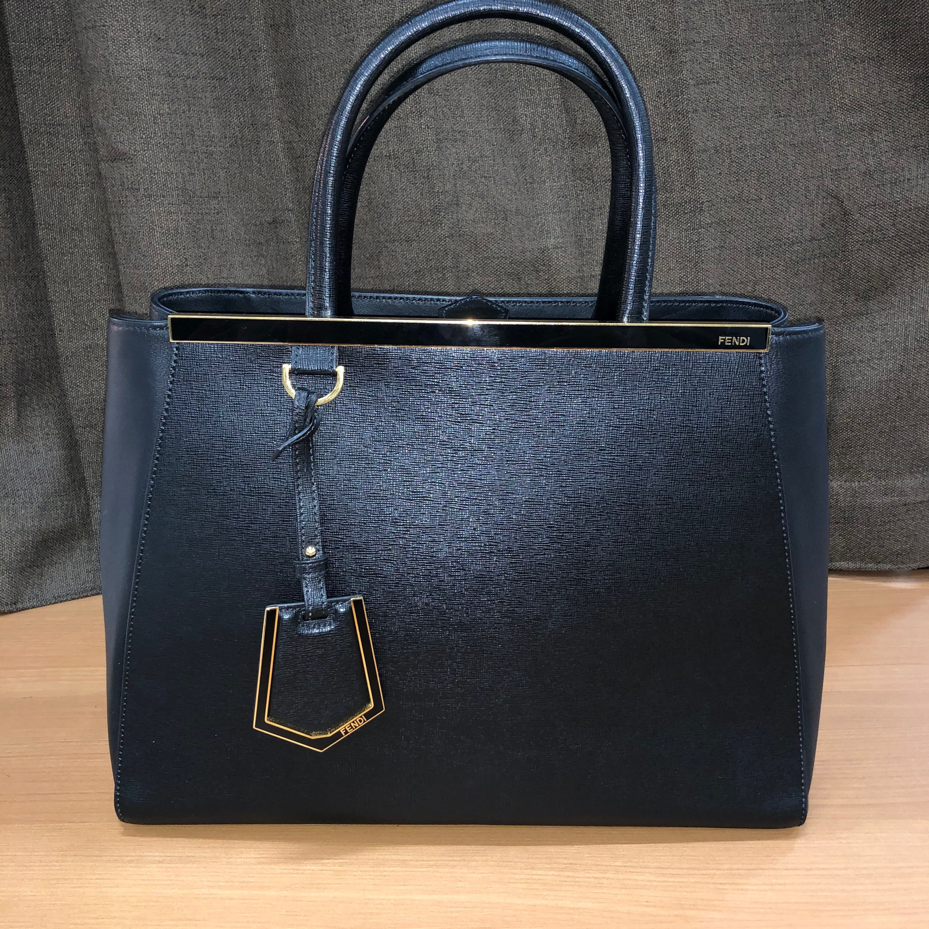FENDI Petite 2Jours Leather Handle Bag "Black"