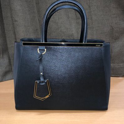 FENDI Petite 2Jours Leather Handle Bag "Black"