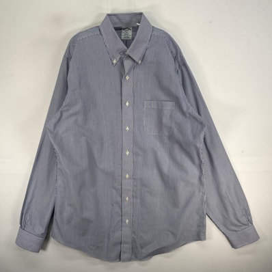 古着 ブルックスブラザーズ Brooks Brothers 長袖シャツ ボタンダウン 胸ポケ L ブルー系 ストライプ メンズ