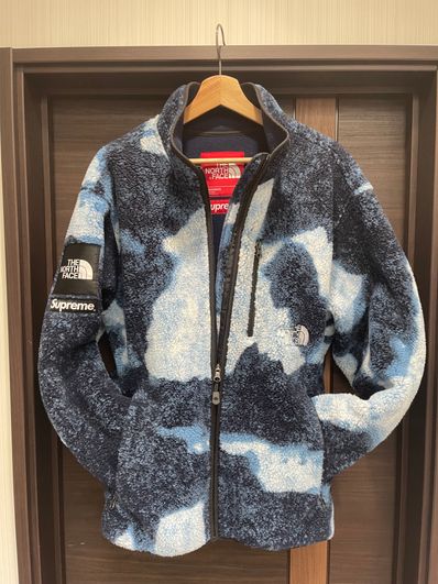 Supreme x The North Face Bleached Denim Print Fleece Jacket "Indigo"