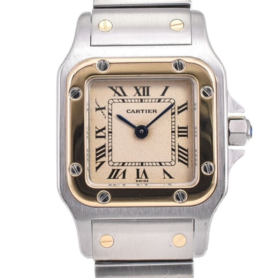 カルティエ CARTIER W20012C4 サントスガルベSM SS/K18YG アイボリー クォーツ レディース 良品 腕時計 E#146496
