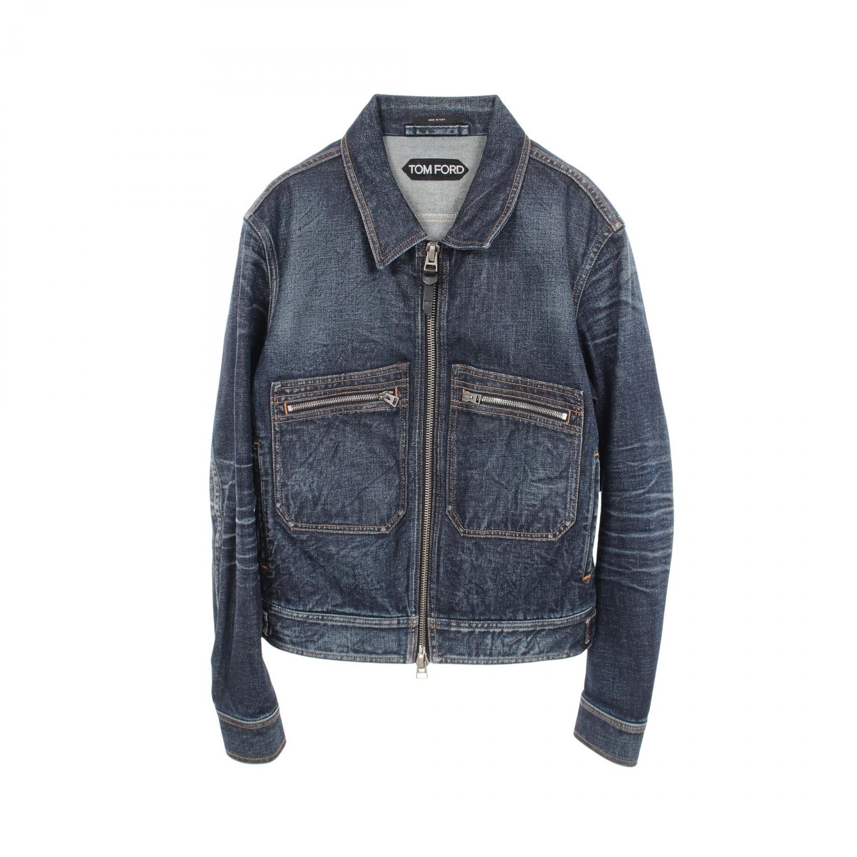 トムフォード TOM FORD デニムジャケット 衣料品 アウター コットン メンズ ネイビー系 【中古】