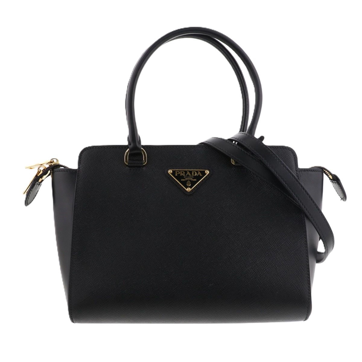 【値下げ】PRADA プラダ サフィアーノ トートバッグ 1BA409 レザー ブラック  レディース【中古】