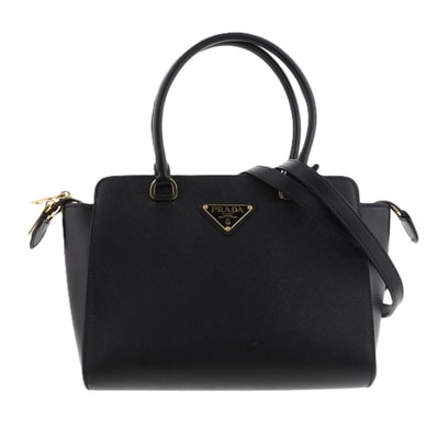 【値下げ】PRADA プラダ サフィアーノ トートバッグ 1BA409 レザー ブラック レディース【中古】
