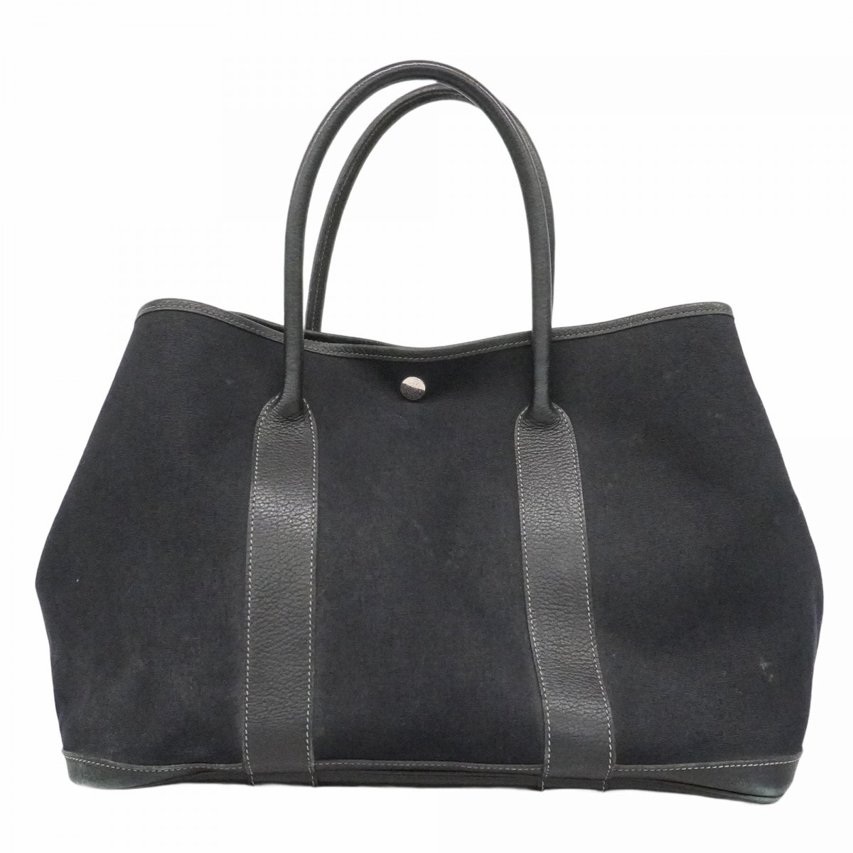 【6cd5468】エルメス トートバッグ ガーデンパーティPM トワルオフィシエ ブラック シルバー金具 □I刻印【中古】レディース