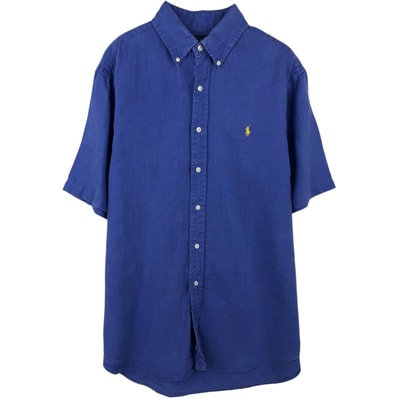 古着 ラルフローレン Ralph Lauren CLASSIC FIT クラシックフィット 半袖 リネン ボタンダウンシャツ メンズL相当/eaa641560