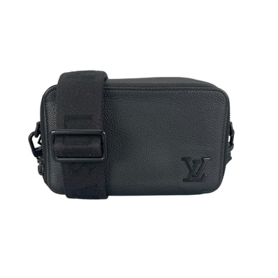 美品 LOUIS VUITTON ルイ・ヴィトン アルファ ウェアラブルウォレット M59161 ショルダーバッグ レザー ブラック メンズ アエログラム【中古】