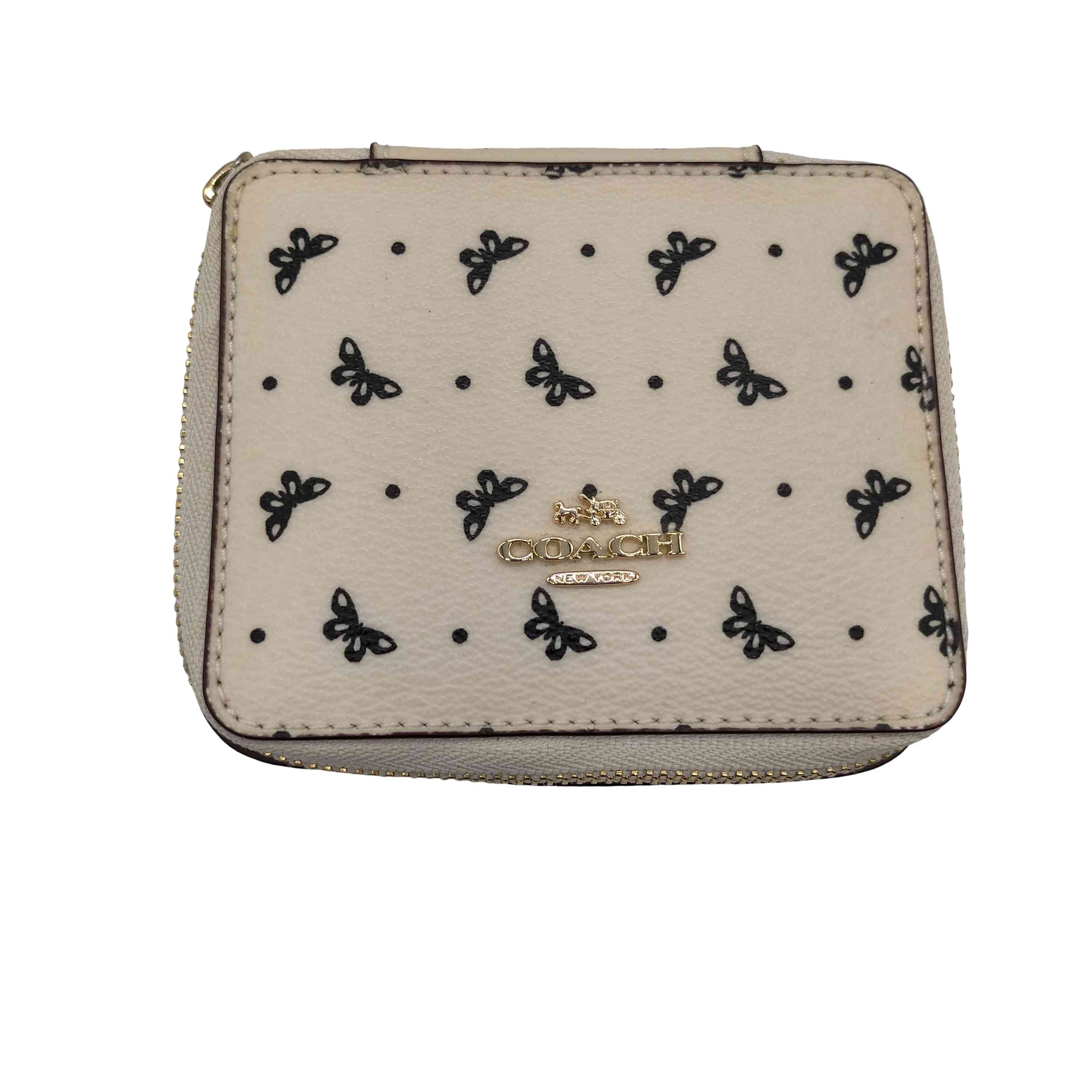 JEWELRY BOX IN BUTTERFLY DOT PRINT COATED CANVAS ジュエリー ボックス アクセサリー ポーチ【1141366185600】