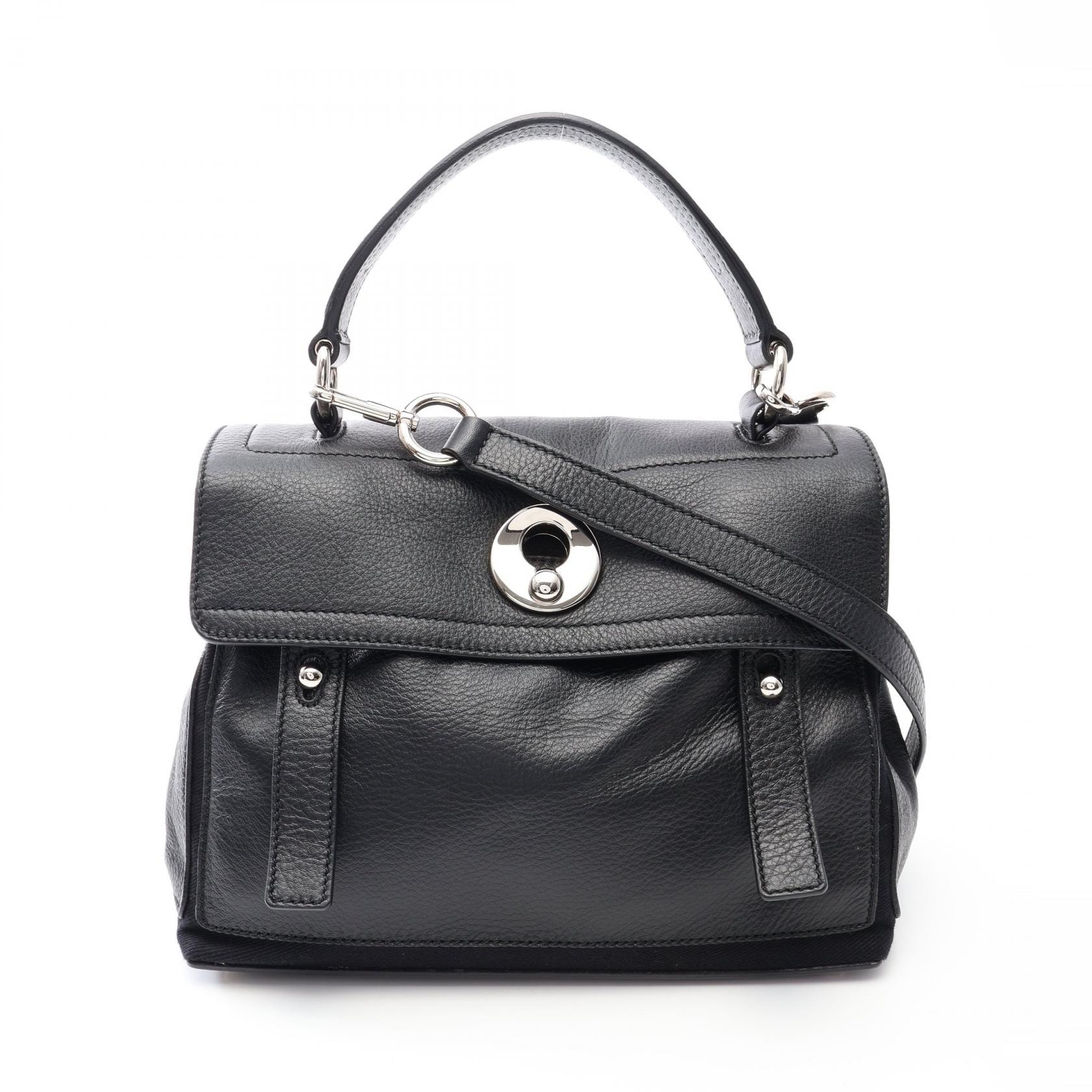 イヴ・サンローラン YVES SAINT LAURENT ミューズトゥ ミニ 2WAY ハンドバッグ バッグ レザー レディース ブラック系 283761 【中古】