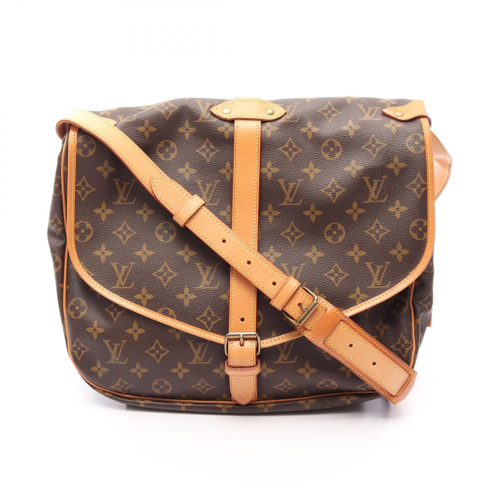 ルイ・ヴィトン LOUIS VUITTON ソミュール35 モノグラム ショルダーバッグ バッグ PVCコーティングキャンバス レザー モノグラム レディース ブラウン系 M42254 【中古】