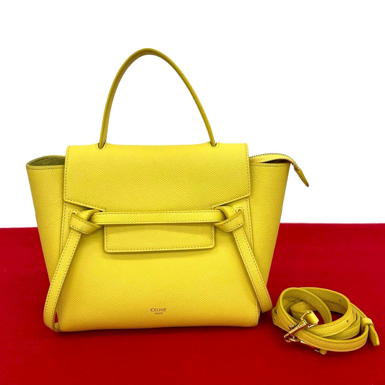 CELINE セリーヌ ベルトバッグ ナノ レザー ショルダーバッグ イエロー
371-8