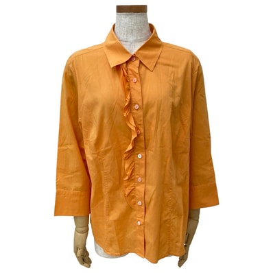 BURBERRY バーバリー シャドーホース 刺繍 フリル コットン 長袖シャツ オレンジ
35-12