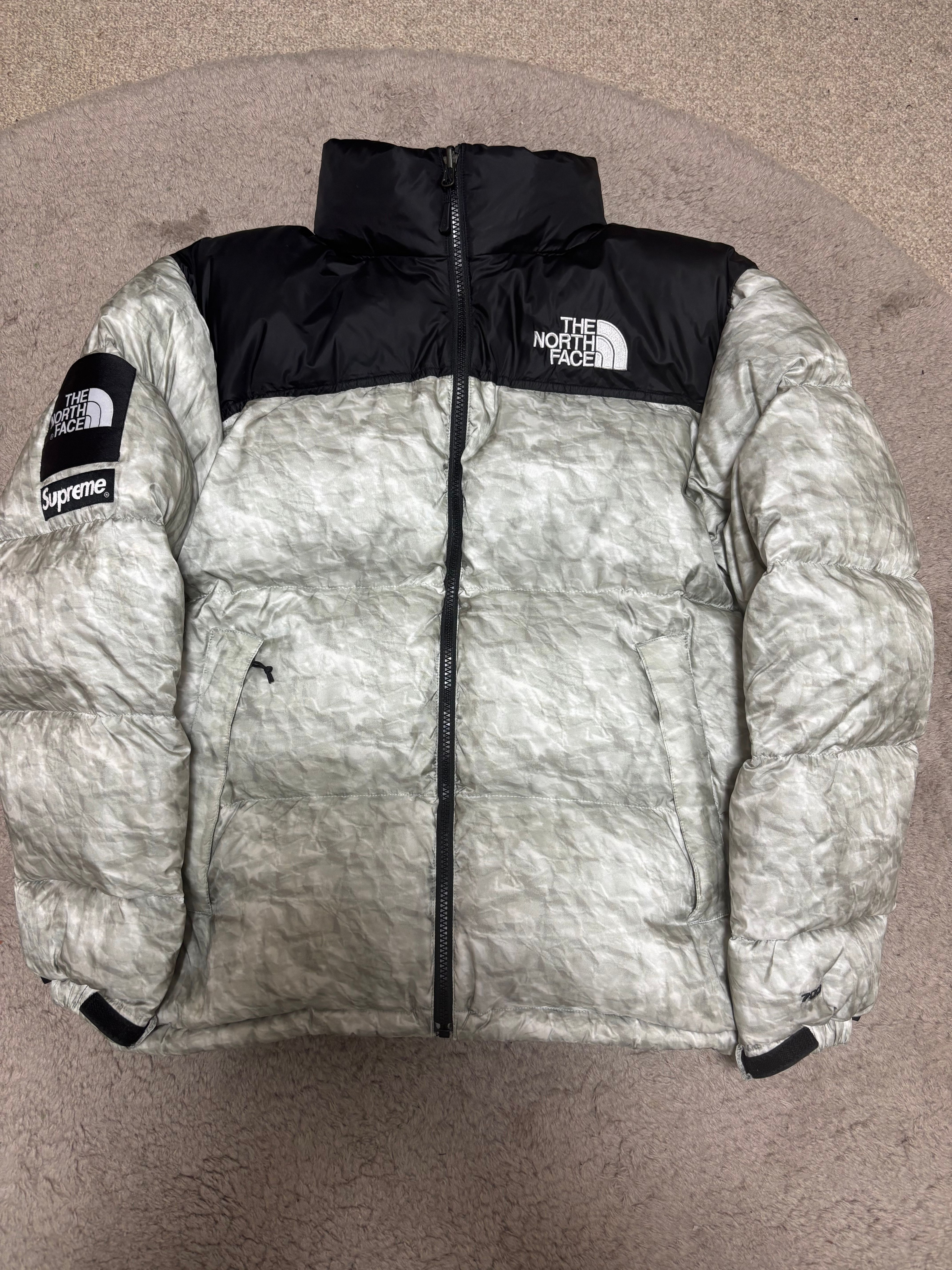 Supreme x The North Face Nuptse Jacket "White Paper Print"