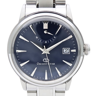 【中古】 オリエント 腕時計 ORIENT STAR F6N4-UAA0 パワーリザーブ ステンレススチール シルバー 文字盤ネイビー オリエントスター クラシック RK-AF0004L メンズ 男性 ORIENT