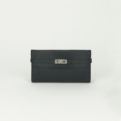 エルメス HERMES ケリーウォレット ケリーウォレットロング 財布 長財布 ロングウォレット エプソン ノワール Noir ブラック Black 黒 シルバー金具 ヴォーエプソン
