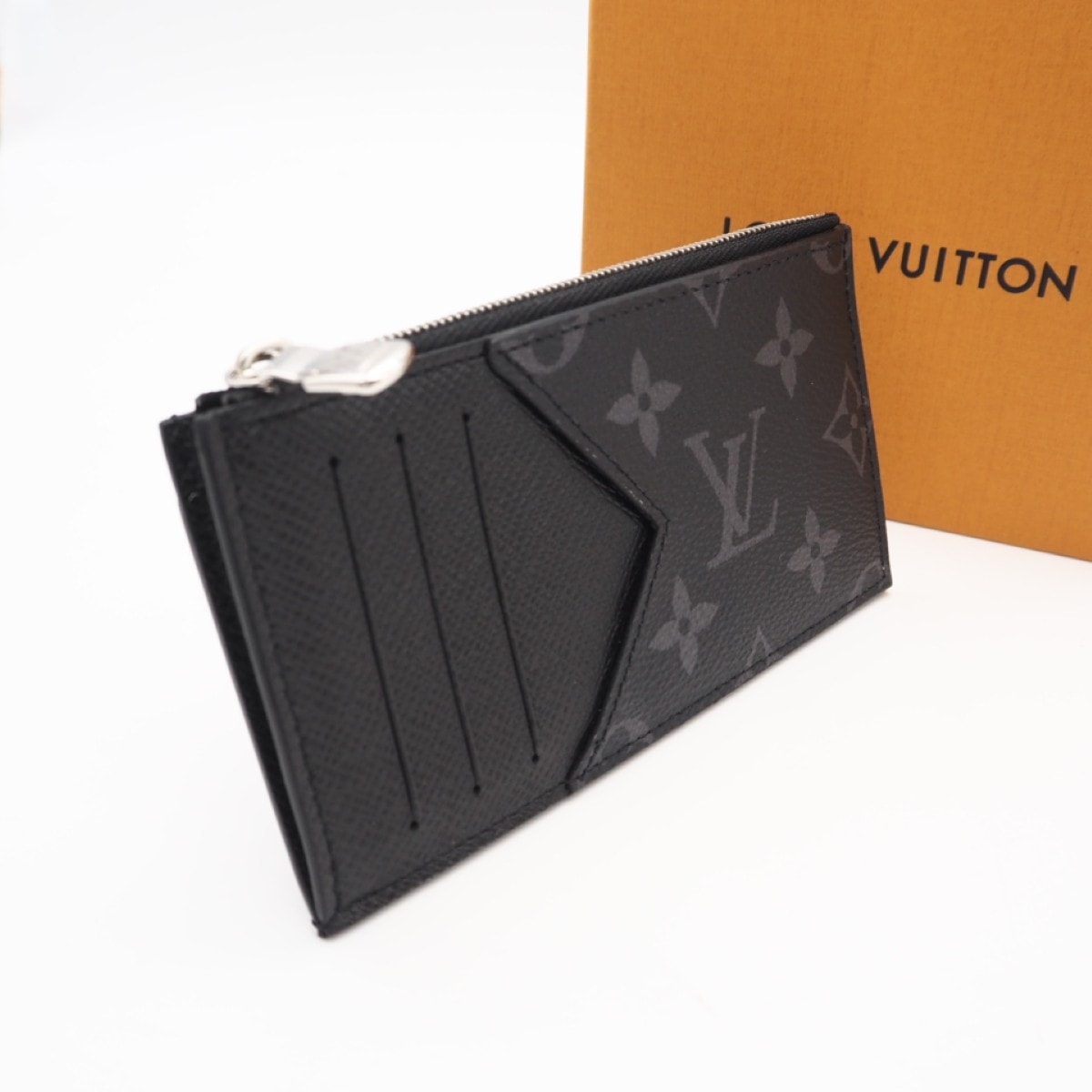 極美品 LOUIS VUITTON ルイ・ヴィトン モノグラム エクリプス コインカードフォルダー M30271 コインケース ブラック グレー コーティングキャンバス レザー メンズ