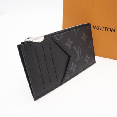 極美品 LOUIS VUITTON ルイ・ヴィトン モノグラム エクリプス コインカードフォルダー M30271 コインケース ブラック グレー コーティングキャンバス レザー メンズ