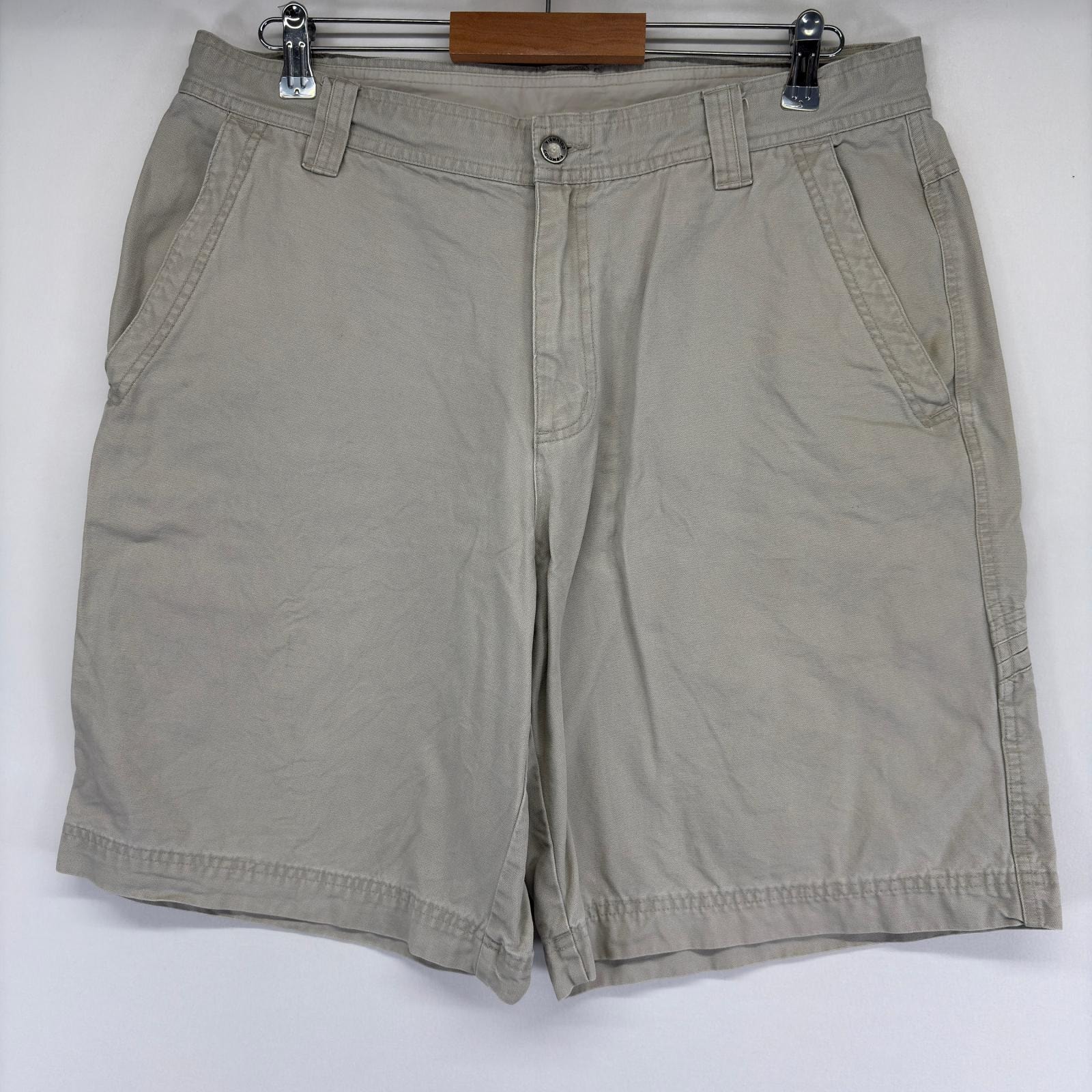 古着 コロンビア Columbia ダック ショートパンツ ワンポイントロゴ ジップ ハーフパンツ ツールポケット w38  グレー系 メンズ