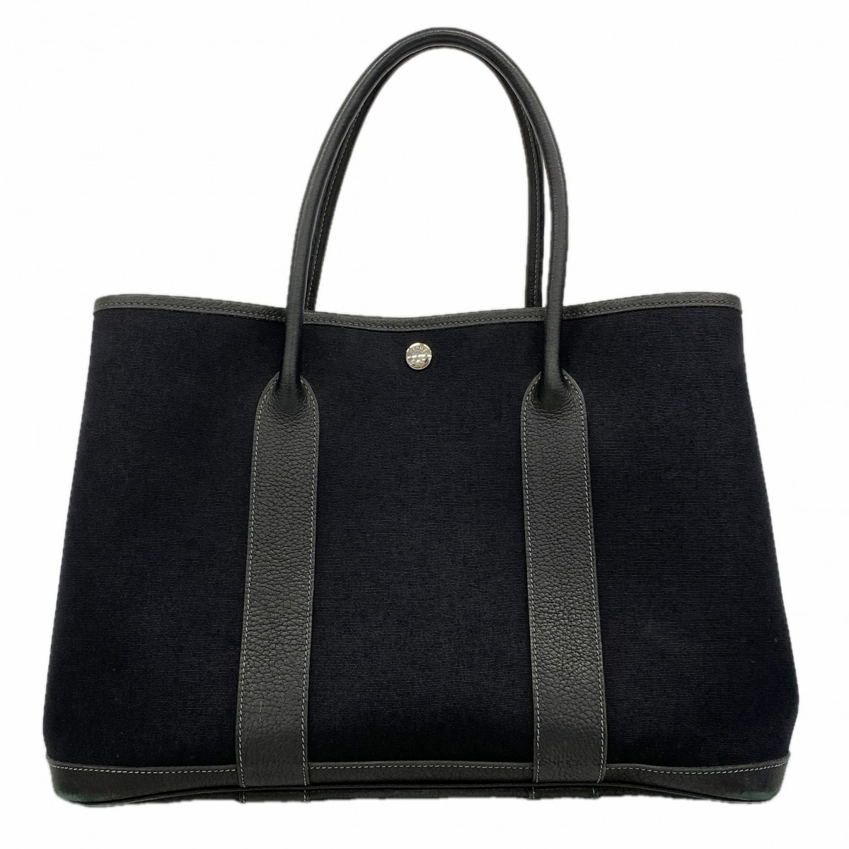 【6de6288】エルメス トートバッグ ガーデンパーティPM トワルオフィシエ ブラック シルバー金具 □I刻印【中古】レディース