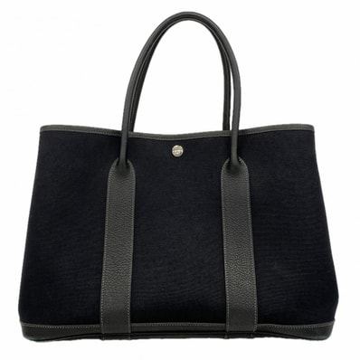 【6de6288】エルメス トートバッグ ガーデンパーティPM トワルオフィシエ ブラック シルバー金具 □I刻印【中古】レディース