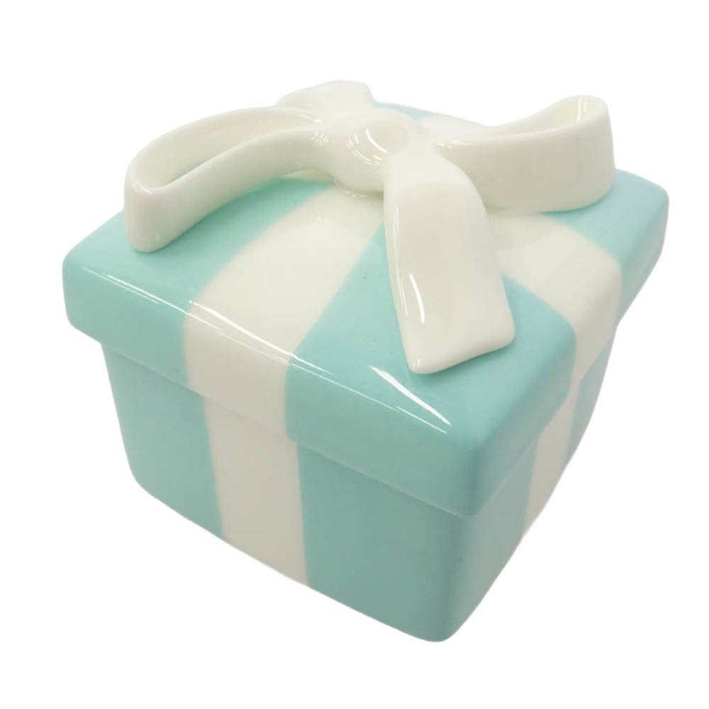 TIFFANY&Co. ティファニー ミニブルー ボウ ボックス 小物入れ ライトブルー系 ホワイト系【極上美品】【中古】