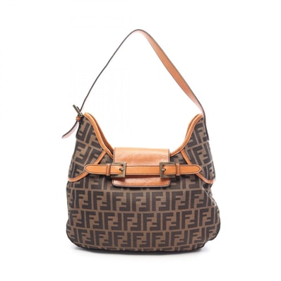 フェンディ FENDI ズッカ ショルダーバッグ バッグ キャンバス レザー レディース ブラック系 / ブラウン系 【中古】