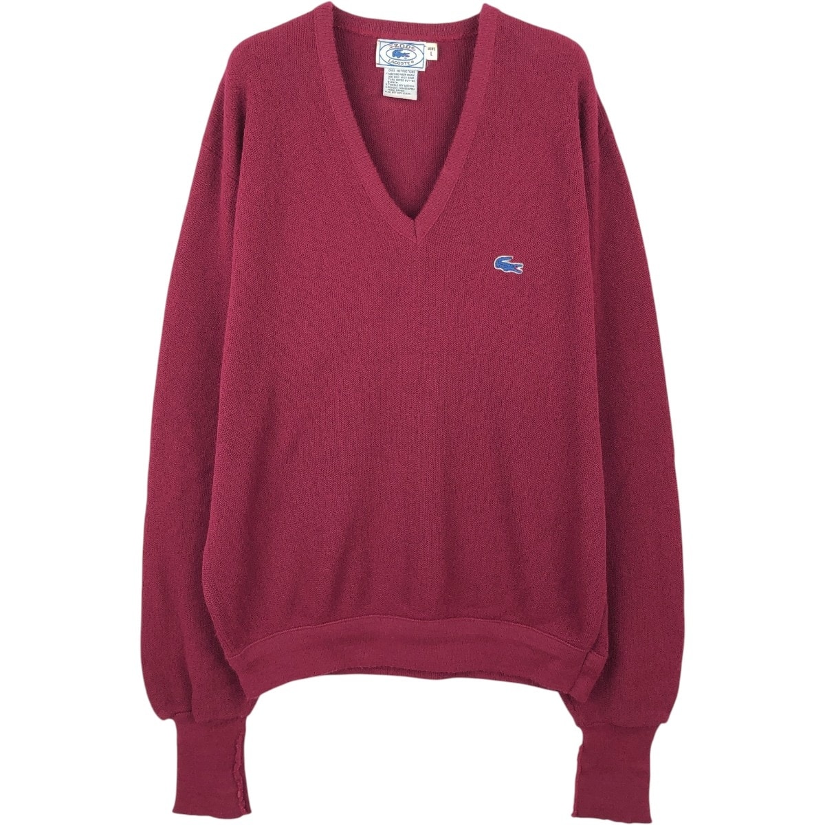 古着 70~80年代 ラコステ LACOSTE IZOD Vネック アクリルニットセーター メンズL相当 ヴィンテージ/eaa654404