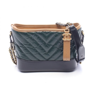 シャネル CHANEL ガブリエル ドゥ シャネル スモール ホーボー コンビ金具 ショルダーバッグ バッグ カーフ(牛革) レザー レディース グリーン系 / ブラック系 / ベージュ系 【中古】