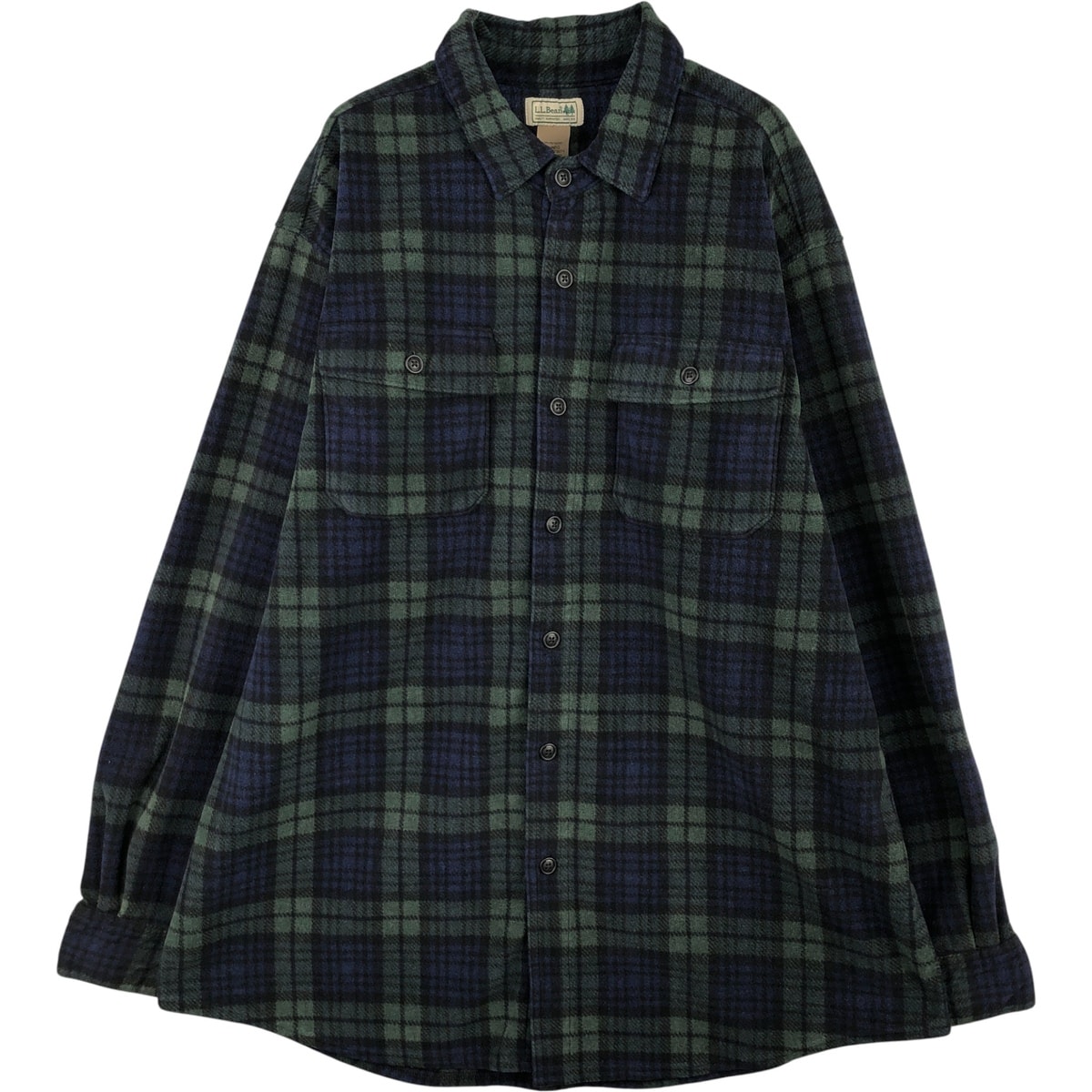 古着 エルエルビーン L.L.Bean チェック柄 ブラックウォッチチェック 長袖フリースシャツ メンズXL相当/eaa594514