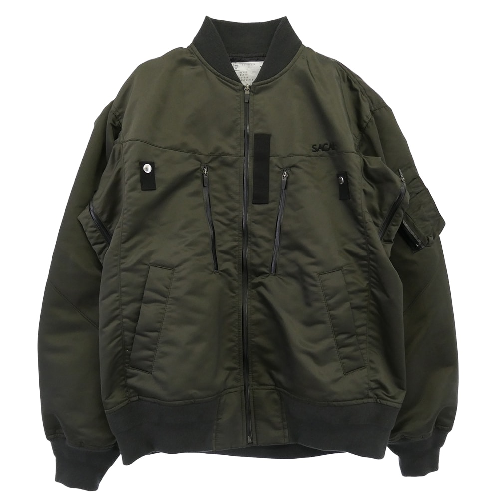 Sacai サカイ ジャケット 23AW 23-03254M Nylon Twill Blouson ナイロンツイル ブルゾン ジャケット MA-1 カーキ系 3【中古】