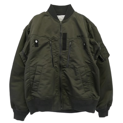 Sacai サカイ ジャケット 23AW 23-03254M Nylon Twill Blouson ナイロンツイル ブルゾン ジャケット MA-1 カーキ系 3【中古】