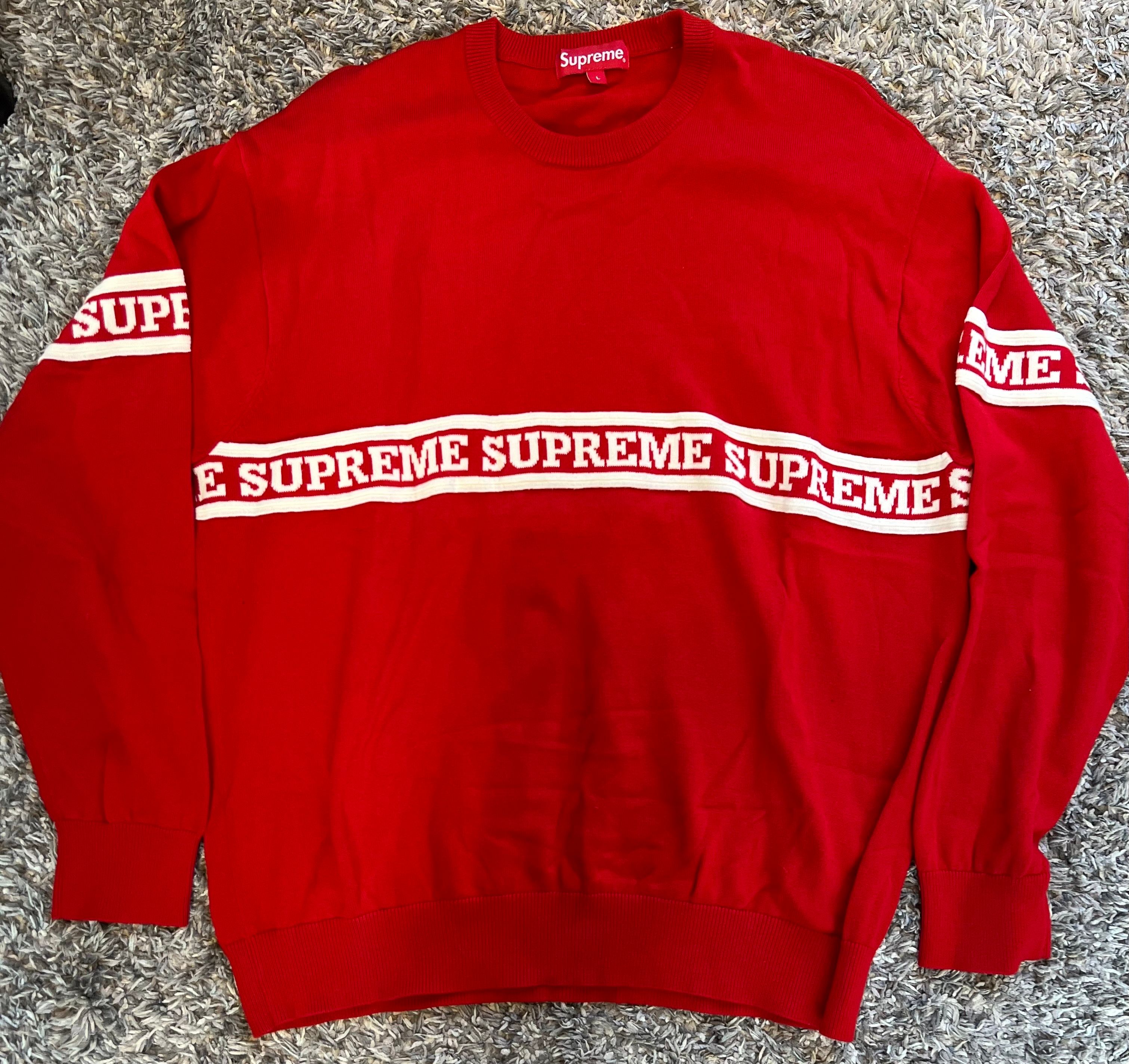 Supreme Logo Stripe Knit Top "Red"