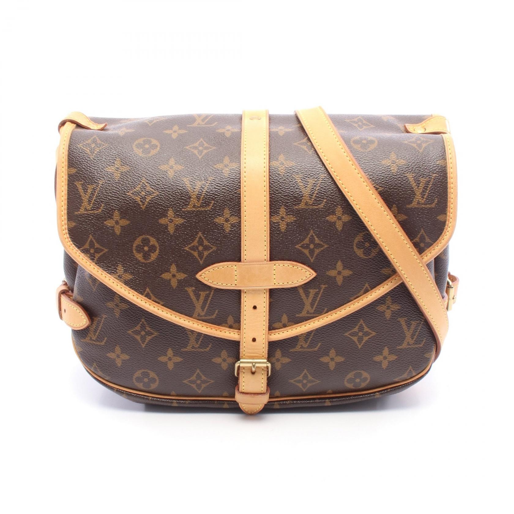 ルイ・ヴィトン LOUIS VUITTON ソミュール30 ショルダーバッグ バッグ PVCコーティングキャンバス レザー モノグラム レディース ブラウン系 M42256 【中古】