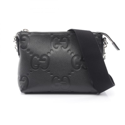 グッチ GUCCI ジャンボGG スモール メッセンジャーバッグ ショルダーバッグ バッグ レザー メンズ レディース ブラック系 761747 【中古】
