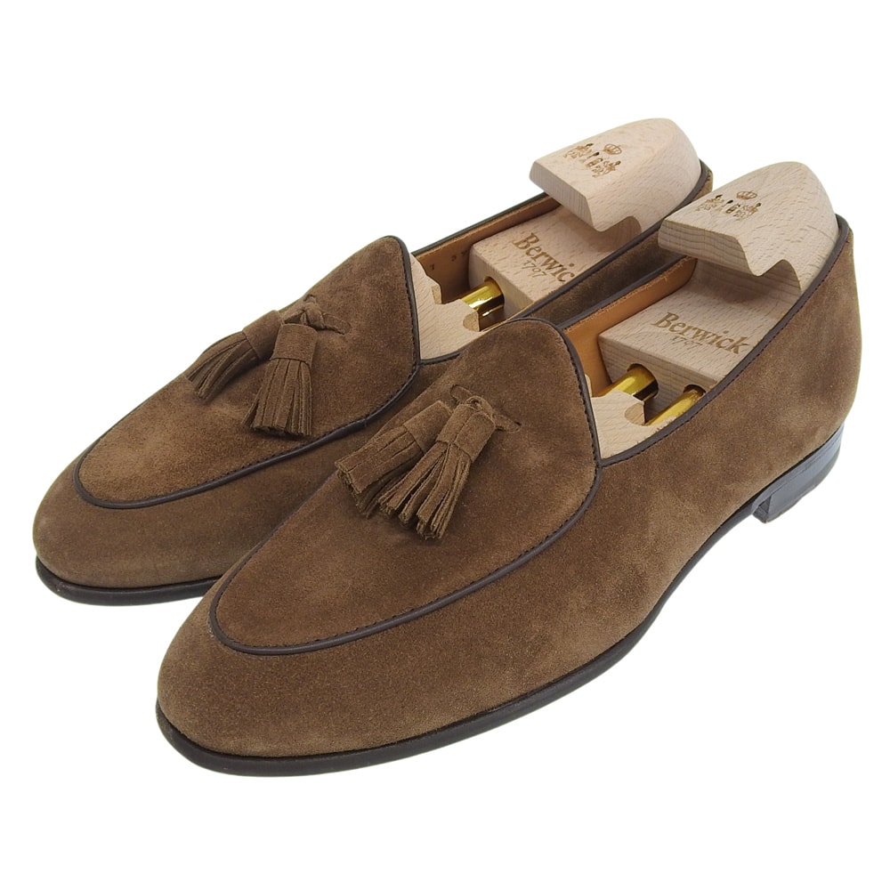 バーウィック 美品 スエード タッセルローファー シューズ レディース ライトブラウン 39 FLSGLB 4951 39
