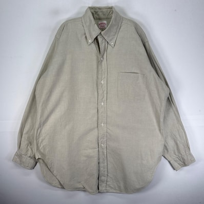 古着 60's~70's/60年代~70年代 ヴィンテージ ブルックスブラザーズ Brooks Brothers 長袖シャツ ボタンダウン 6ボタン L ベージュ系 無地 メンズ