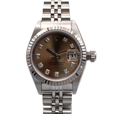 【値下げ】ROLEX ロレックス デイトジャスト 10P ダイヤモンド 26mm 腕時計 69174G ステンレス K18ホワイトゴールド ピンク レディース【中古】