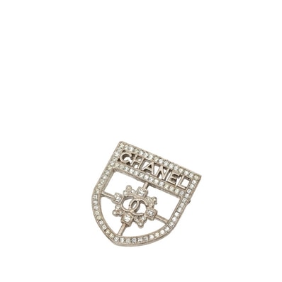 シャネル ロゴ ブローチ シルバー メタル ラインストーン レディース CHANEL 中古