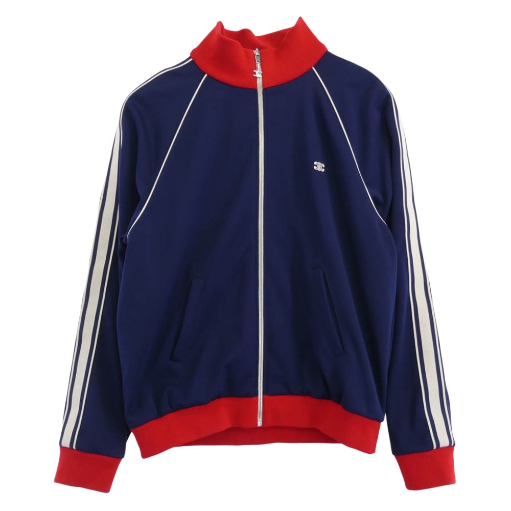 CELINE セリーヌ ジャージ 2Y07H121O トリオンフ 刺繍 トリオンフ トラック スーツ ジャケット ダブルフェイス ネイビー系 レッド系 XL【中古】