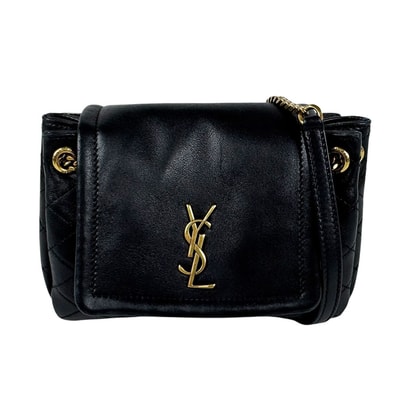サンローラン SAINT LAURENT ショルダーバッグ レザー/メタル ブラック/ゴールド レディース【中古】 z11176