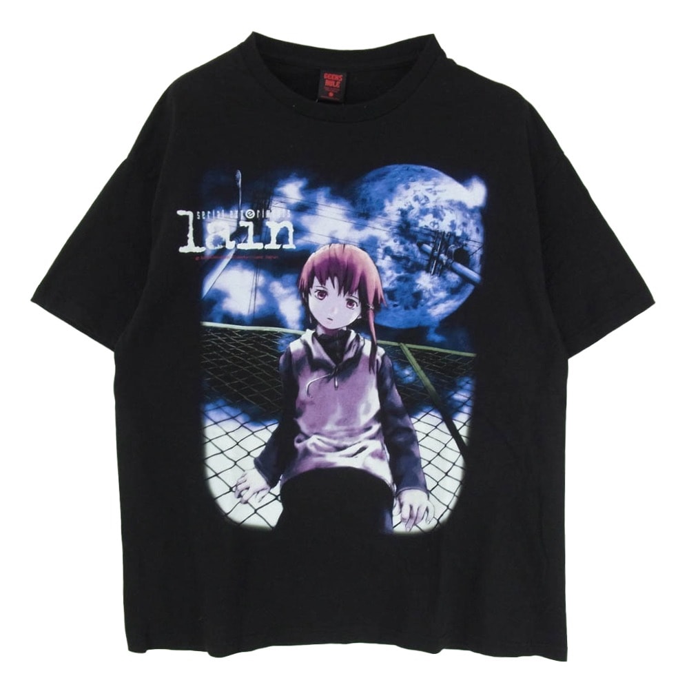 GEEKS RULE ギークスルール Tシャツ 12 × serial experiments lain SILKSCREEN PRINTING T SHIRT シリアル・エクスペリメンツ・レイン プリント 半袖 Tシャツ ブラック XL 【中古】