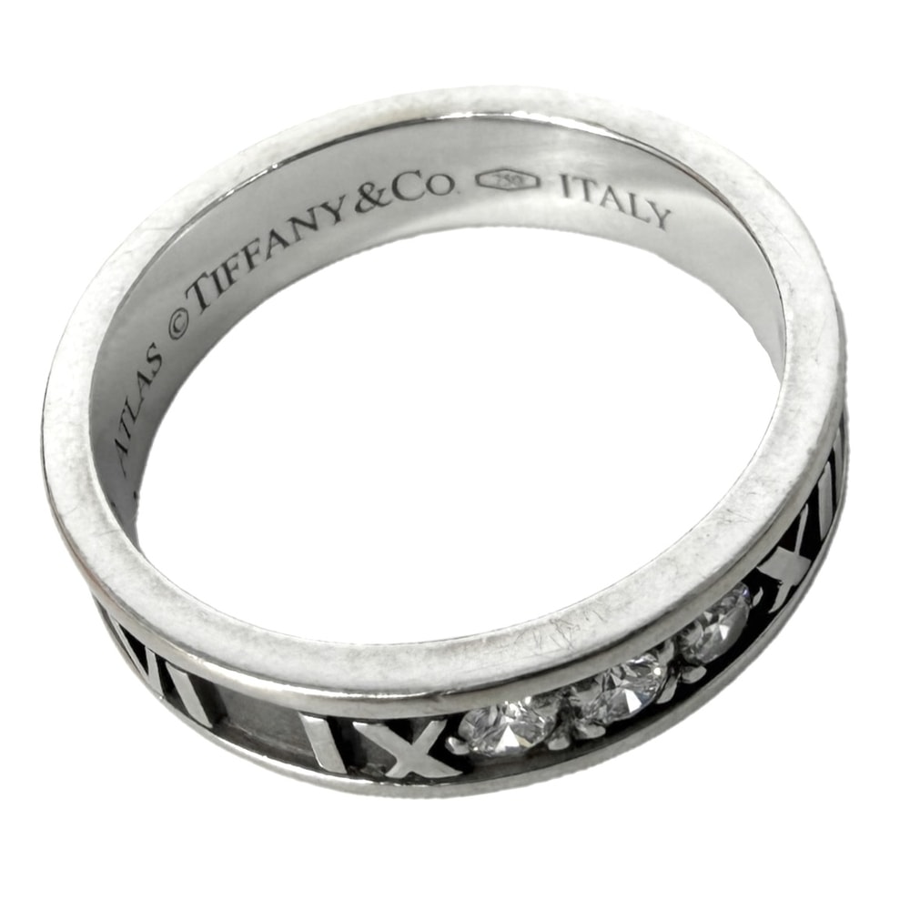 TIFFANY&Co. ティファニー 指輪 アトラス リング ジュエリー アクセサリー Au750 18金WG K18ホワイトゴールド    ダイヤモンド 約10.5号 レディース 約3.9g【中古品】