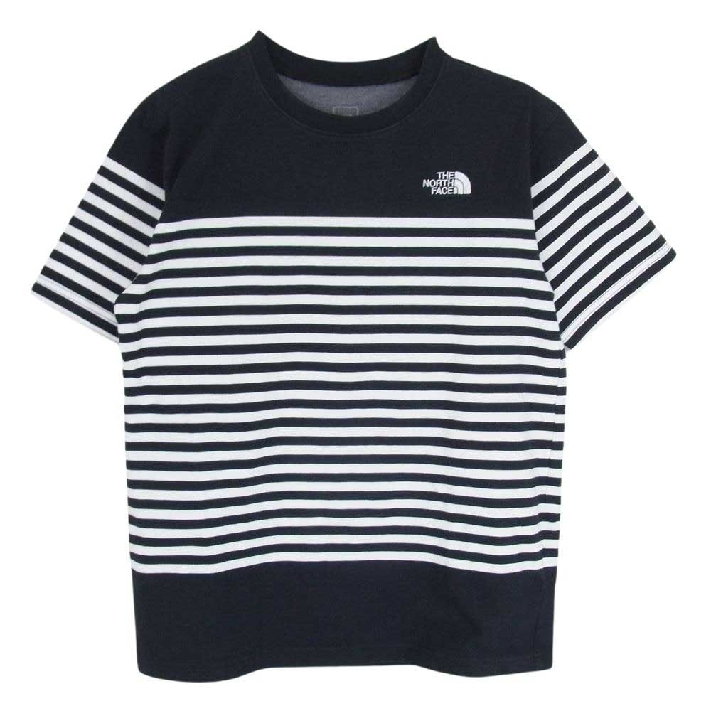 THE NORTH FACE ノースフェイス Tシャツ NT32063 S/S Panel Border Tee ショートスリーブ パネル ボーダー 半袖Tシャツ ネイビー系 M【中古】